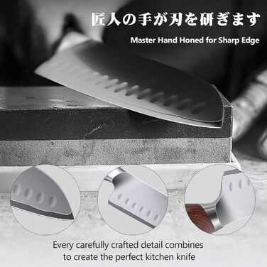 Японський ніж SHAN ZU Santoku 18 см - професійний кухонний ніж з високоякісної сталі 10Cr15Mov, ергономічна ручка, для м'яса, овочів та риби