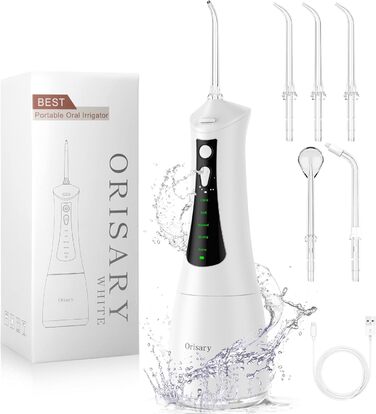 Електричний ірigator Munddusche з 5 режимами та 5 насадками, 300 мл резервуар, перезаряджуваний, для догляду за зубами, водонепроникний (IPX7)