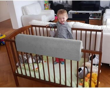 Захист для ліжечка дитячого бортик-подушка від випадання (120 см, сірий)