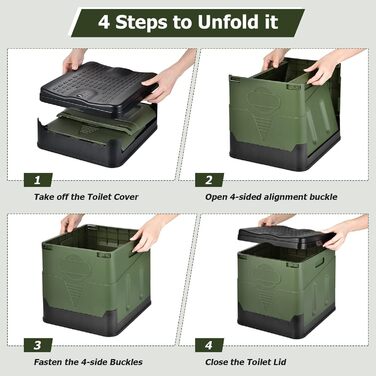 Зручна складана мобільна туалетна кімната OTRAKI для кемпінгу, фестивалів та подорожей (зелена)