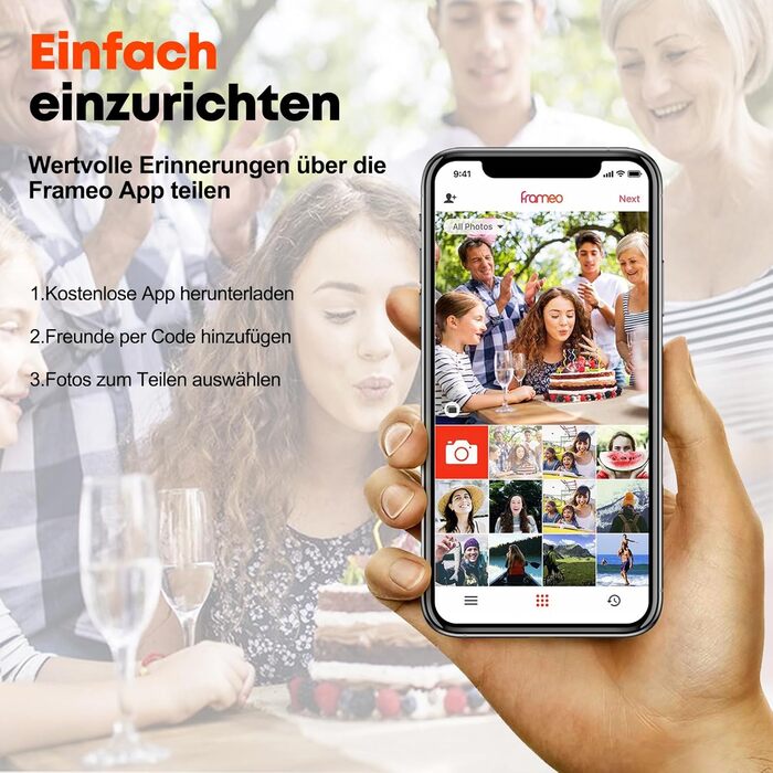 Цифровий фоторамка Hiyyaa з Wi-Fi, 10.1 дюйма, 32GB, IPS LCD сенсорний екран, Frameo App для обміну фото та відео