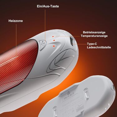 Електричні грілки для рук OUTJUT 6000mAh, 2 шт. USB, 3 режими нагріву, для спорту, кемпінгу, подарунок (8-Блакитний та Білий)
