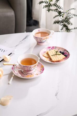 Набір чашок та блюдець London Boutique, Шеті Шик, Вінтаж, порцелан з квітковим малюнком, 2 набори в подарунковій коробці, кераміка (Cuckoo)