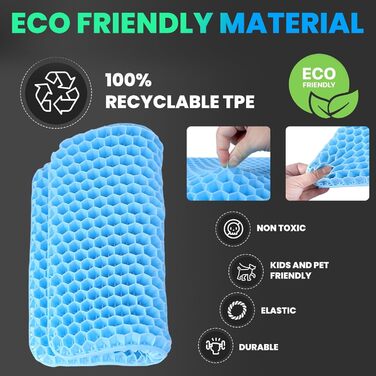 Ортопедична гелева подушка на сидіння для офісного стільця, авто та візка — м'яка, з антиковзаючим чохлом що миється (блакитний, 43x39x4 см)