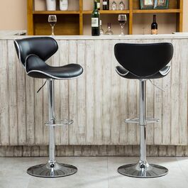 Барний стільць Roundhill Furniture Masaccio з м'яким сидінням з екошкіри, поворотний, з регулюванням висоти, сірий (Чорний), комплект 2 шт.