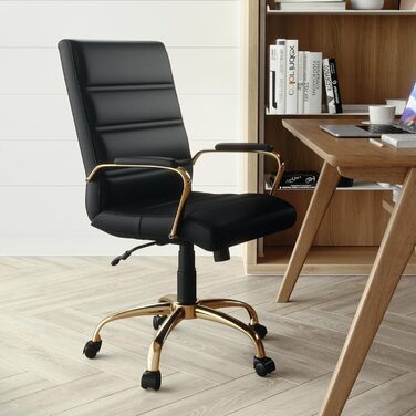 Офісний крісло Flash Furniture - крісло для шефа, біле шкіряне, з червоно-золотим каркасом, 61x58,5x103,5 см