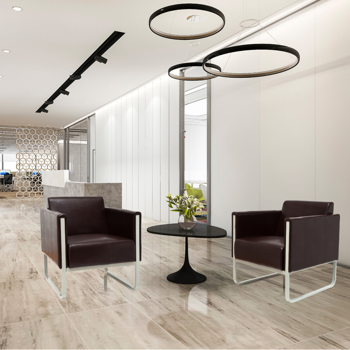 Крісло для відпочинку ARUBA, каркас біло-сірий, штучна шкіра, одномісне, коричневе, hjh OFFICE