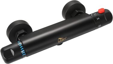 Змішувач для ванни з термостатом Uten, чорний, латунь, 2 виходи, захист 38°C