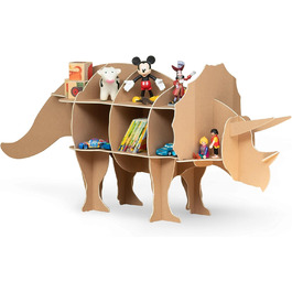 Дитяча полиця Cardboard Co Oscar the Dino у білому кольорі - підходить приблизно для 60 тоні, іграшок або дитячих книг - 100 без пластику (натуральний коричневий)