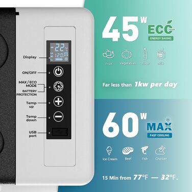 EUHOMY Компресорна холодильна сумка -20℃~20℃, 12V/24V автомобільний холодильник, портативний морозильник, з керуванням через додаток для кемпінгу, подорожей, вантажних автомобілів та дому (19QT)