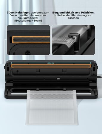 Вакууматор 5 в 1 для продуктів, вакуумний пакувальник з 10 пакетами та шлангом, пристрій для запаювання пакетів (шов 30 см)