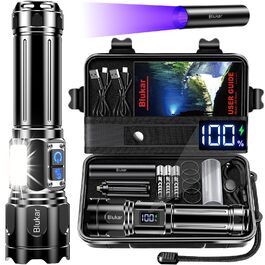 Ліхтар Blukar LED з двома температурами світла, бічним COB-підсвічуванням, регулюванням яскравості та зумом, акумуляторний, водонепроникний, 7 режимів, чорний