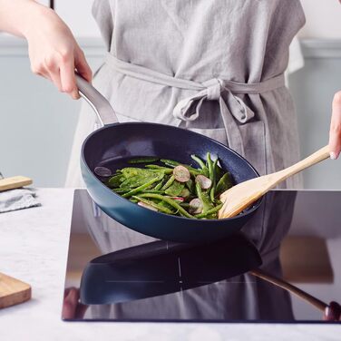 GreenPan Evolution сковорода (28 см), керамічне антипригарне покриття, індукційна, для посудомийної машини, жаростійка, колір: Tannengrün