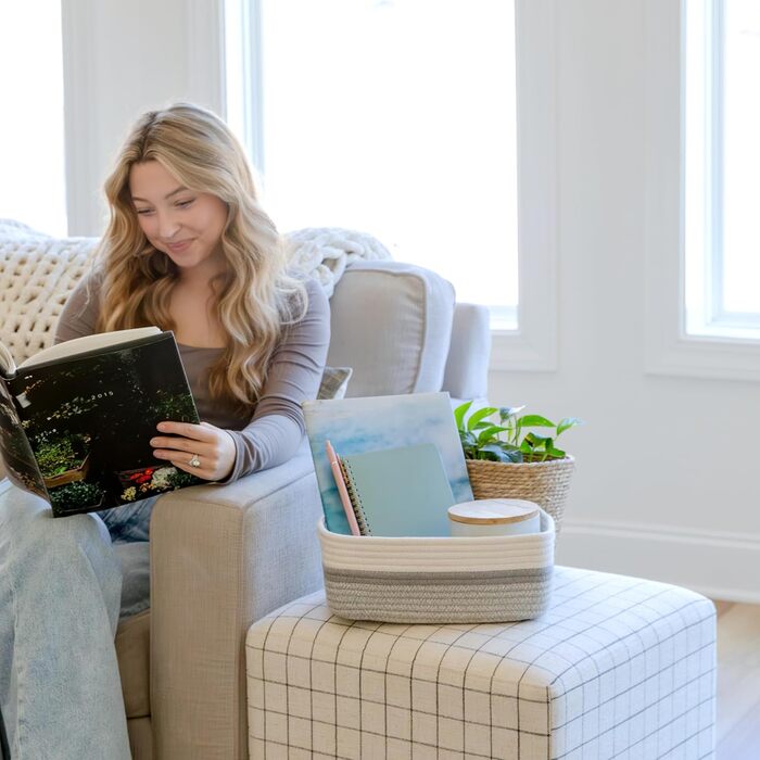 Кошики для полиці NaturalCozy прямокутні, 30 x 20,3 x 11,4 см, зелені, набір 3 шт.