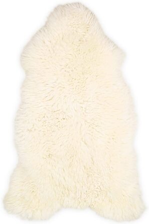 Килим з овчини Amazinggirl з натуральної овчини Довжина 100-110 см-хутряний килим з овечої вовни постільна білизна з хутра для дитячої коляски декоративний хутро (Білий, Довжина 110-120 см)