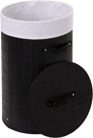 Кошик для білизни Mendler HWC-C21, ящик для прання білизни, кошик для білизни, кошик для білизни, бамбук близько 59x35 см, 50 л- (Чорний)