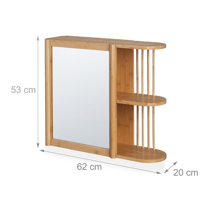 Поличка для стін з бамбука Relaxdays зі дзеркалом