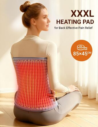 Електричне грілка для спини та тіла ALLJOY 85x45 см з автовимкненням, 6 температурних режимів, сірий колір