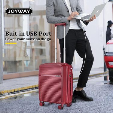 Набір валіз Joyway 4 шт. з жорстким корпусом та TSA-замком. Розширюваний набір валіз, містить 1 велику сумку (Червоний).
