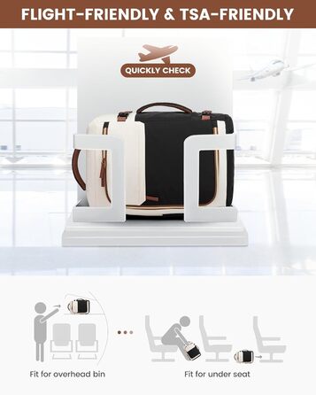 Рюкзак для подорожей LOVEVOOK 40L для жінок, ручна поклажа, рюкзак для авіаперельотів, сумка-рюкзак для бізнесу, школи, вихідних, бежевий хакі (17 дюймів, 40L, чорний+бежевий+коричневий)