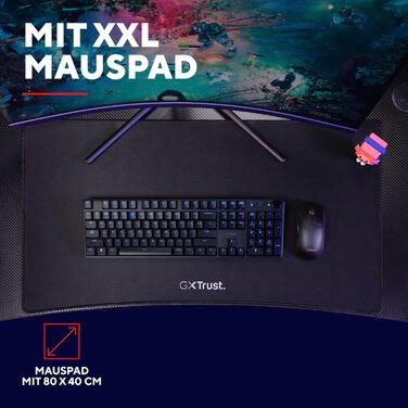 Ігровий стіл Trust Gaming GXT 709W Luminus RGB з підсвічуванням LED, 10 режимів, USB, для геймерів, білий (120x60 см)