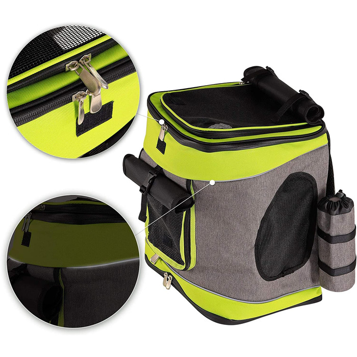Рюкзак для собак lionto складаний рюкзак для кішок сумка для перенесення собак сумка для перенесення домашніх тварин, сірий / зелений