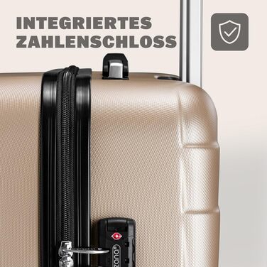 Набір валіз Monzana® 3шт Exopack з TSA замком, жорсткий корпус, M-L-XL, гелеві ручки, 4 колеса, підставка, ручний багаж, валіза для подорожей, колір шампань