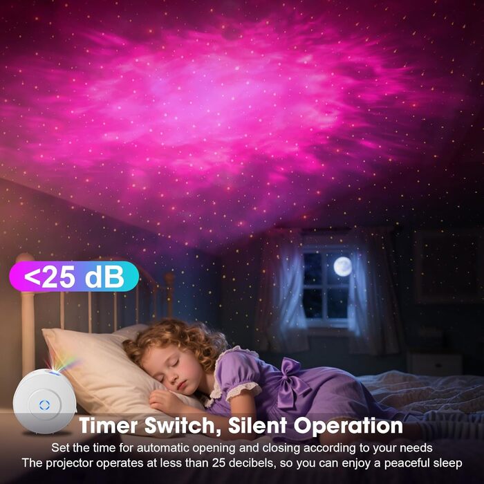 Проєктор зоряного неба Smart Sternenhimmel WiFi з пультом, додатком та голосовим керуванням, 16 млн кольорів, 25 дБ, кут нахилу 4 позиції (з жовтими зірками)