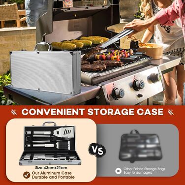 Набір гриль-посуду DRAGON RIOT з нержавіючої сталі, 29 предметів. Преміум-набір аксесуарів для гриля з лопаткою в алюмінієвому кейсі. Ідеальний подарунок для чоловіків, BBQ, для приготування їжі на відкритому повітрі.