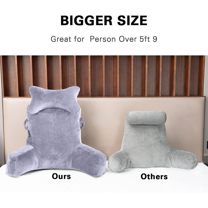 Крісло-мішок для читання з підголовником та підлокітником, сіре (X-Large)