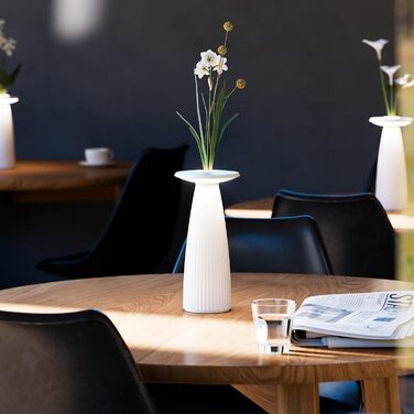 LED-лампа SIGOR Nuflair на акумуляторі з вазою для квітів, 24 см, IP54, 12 год роботи, сніжно-білий колір