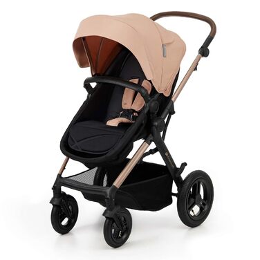 Дитяча коляска Kinderkraft MOOV 2 3 в 1 з автокріслом I-SIZE, чорна (PRO, Beige), до 22 кг