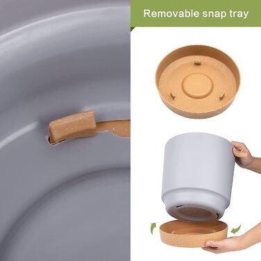 Набір горщиків для квітів QCQHDU 2 шт, 25.4 см, з дренажними отворами та знімним дном, підставки сучасного дизайну для дому та саду (світло-сірий)