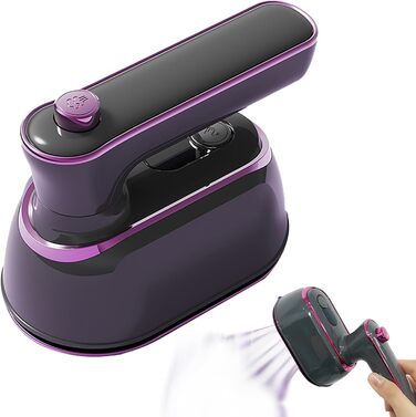 Паровий праска Mini, 1200 Вт, складана, портативна, для подорожей, керамічна підошва, швидкий нагрів 20 сек, білий/фіолетовий