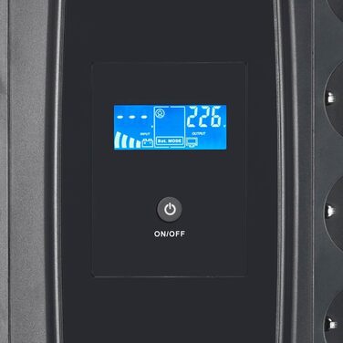 Джерело безперебійного живлення Accurat UPS Flux850-850VA/510W, AVR, LCD, AC, 2 розетки Schuko, C13, захист від перенапруги, RJ45, USB A/B- Лінійний інтерактивний ДБЖ, мережеве інтерактивне аварійне джерело живлення