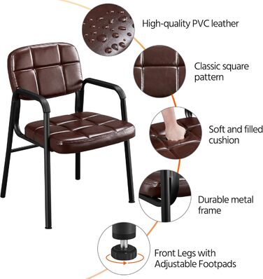 Крісла для вітальні Yaheetech - 4 шт. з підлокітниками та спинкою, штучна шкіра, коричневі, 58x60x85 см