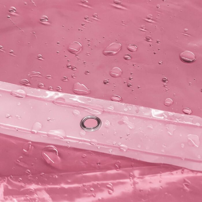 Душовий завіс Barossa Design, міцний, товстий, водонепроникний, з кільцями та магнітами, прозорий, 182.9 x 182.9 см, рожевий