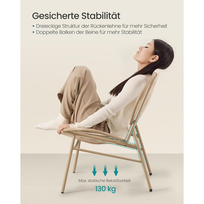 Набір садових меблів SONGMICS з поліротану для балкона та тераси (3 предмети): стіл та 2 крісла, колір – верблюжий