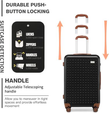 Чемодан-валіза KONO з жорсткою оболонкою, 76x50x31 см, білий (чорний, S 57x40 см) з TSA замком та 4 спіннер колесами