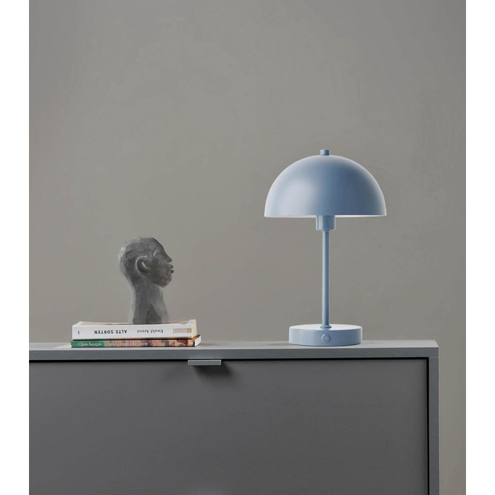 LED настільна лампа Mokebo® 'Leuchtturm' – бездротова, диммерна, з USB-C, ретро, металева, тепле світло, тауп (сіро-бежевий)