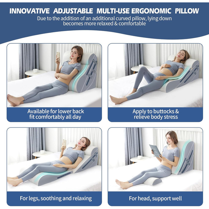 Набір з 4 подушок-кусочків з memory foam для підтримки спини та попереку. Подушки-кусочки для лікування болю в спині, після операцій, для сну.