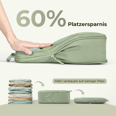 Набір компресійних органайзерів для одягу в подорожі 8 предметів, дорожні сумки-пакувальники для валізи та рюкзака, Matcha Green