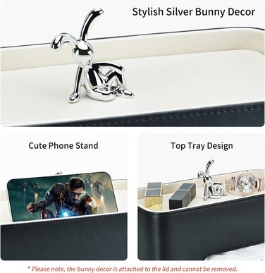 Скляниця для серветок GORESE з підносом, шкіряна, для офісу, дому, авто, ванної кімнати. Білий/Чорний колір