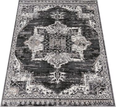 Килим Paco Home з низьким ворсом вінтажний Oriental Mandala, 80x300 см, чорний