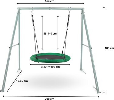 Гойдалка садова HyperMotion Storchennest з А-рамою для 2 осіб, зелена - 102 см, до 150 кг, UV-стійка