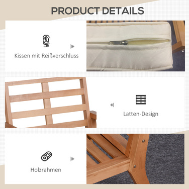 Outsunny Garden Chairs Набір з 2 зручних садових крісел з подушками, з деревини тополі, для балкона та саду, 66x77.5x74.5 см | Aosom
