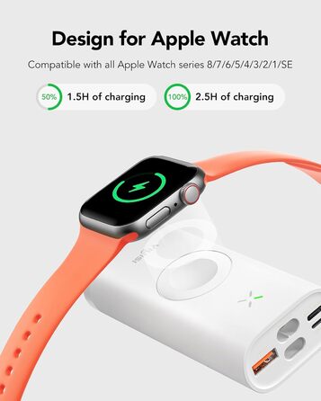 МАг, швидка зарядка PD 20 Вт, сумісний з iPhone та Apple Watch (білий), 10000