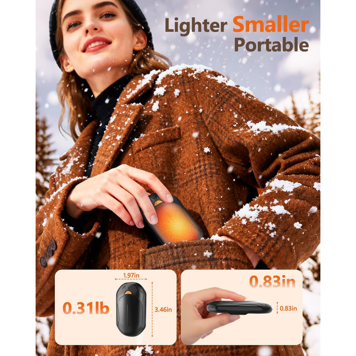 Електричні грілки для рук BOSONER 2 шт. 6000mAh USB, портативні, для чоловіків та жінок, чорні