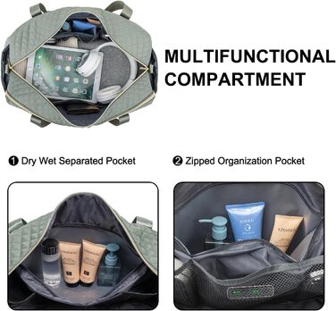 Спортивна сумка LOVEVOOK для жінок з відділенням для ноутбука, 35L, сіро-зелений колір