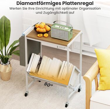 Регулятор для платівок COSTWAY з полицями для платівок та журналів, білий